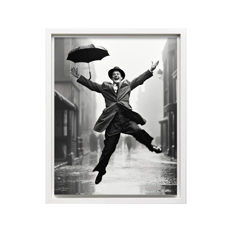 Homme sous la pluie, Canvas, 24"H x 32"W, White Framed