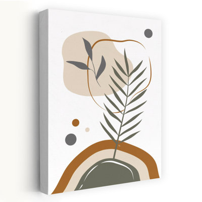 Affiche murale abstraite et minimaliste contemporaine représentant un paysage de palmiers et de feuillage organique abstrait.