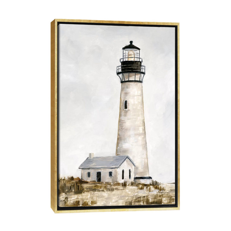 «Rustic Lighthouse II» par Ethan Harper - reproduction d'art, H 40 po x l 26 po x P 1,5 po, Toile encadrée d'or, Pas de tapis