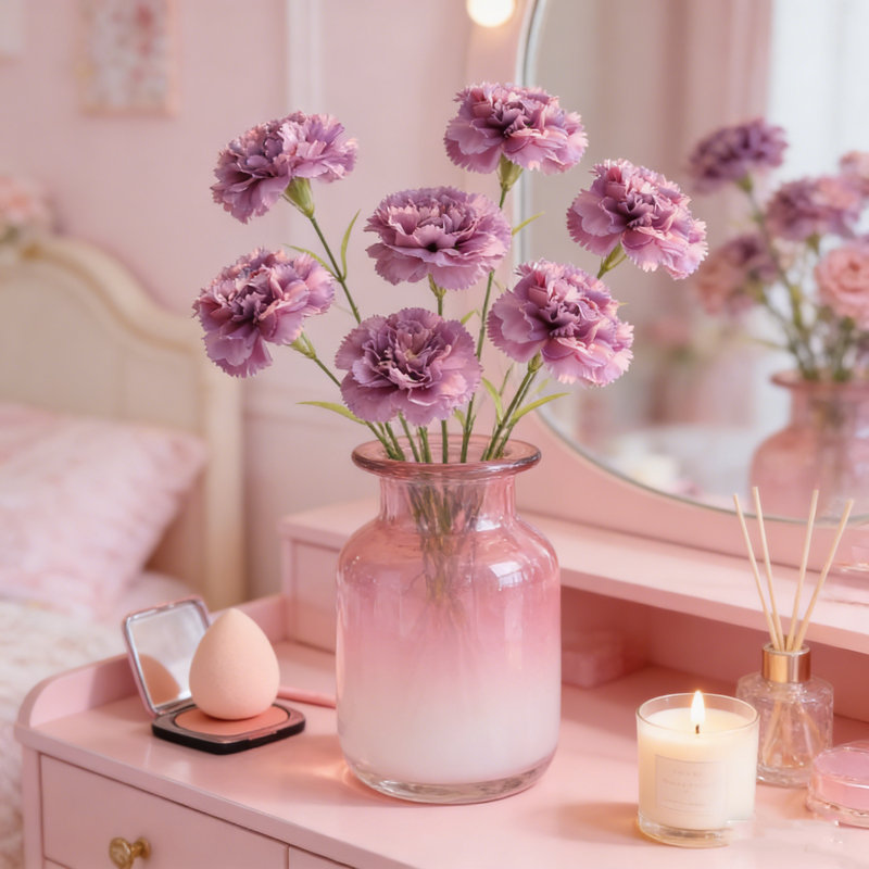 Œillets, fleurs artificielles, 12 pièces de fleurs d'œillets artificielles avec tiges, pour centre de table de vase, Mauve