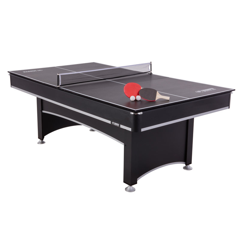 Triumph 84" Black Alloy Steel Billiard Table with Table Tennis Top