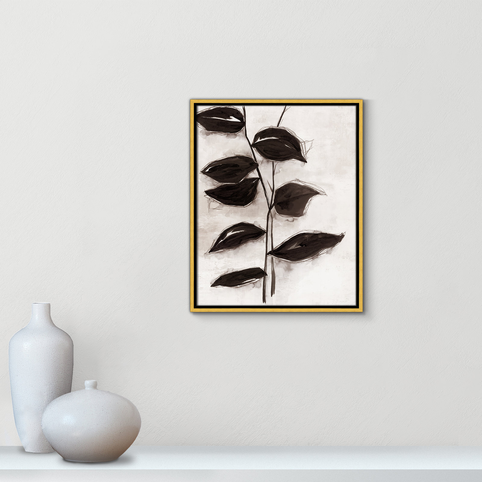 Leaves I by Eva Watts, 21.5" H x 17.5" W x 2" D, Gold Framed