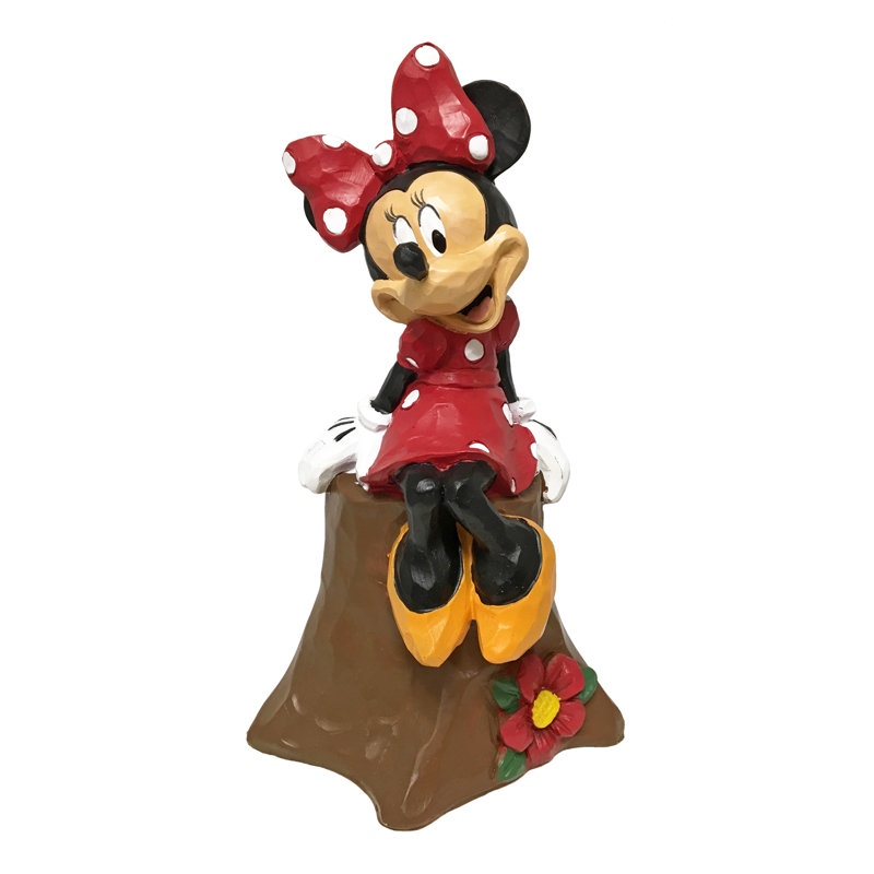 Hand-Painted Mickey Mouse Sitting on Tree Stump Garden Statue