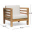 Fauteuil club d'extérieur beige avec revêtement en bois et protection imperméable - Coussins pour plus de confort