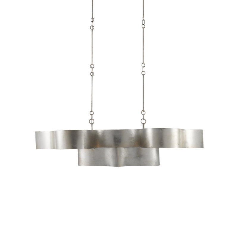 Grand Lotus 6 - Light Chandelier, Contemporary Silver Leaf