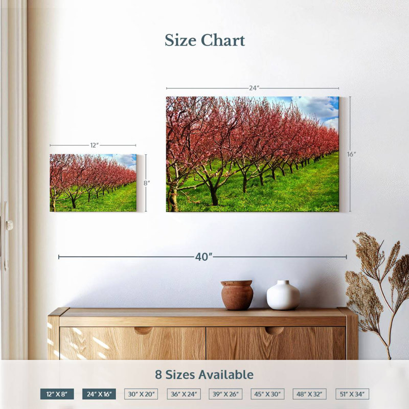 Fleurs de Harnek Peach Orchard, H 16 po x l 24 po