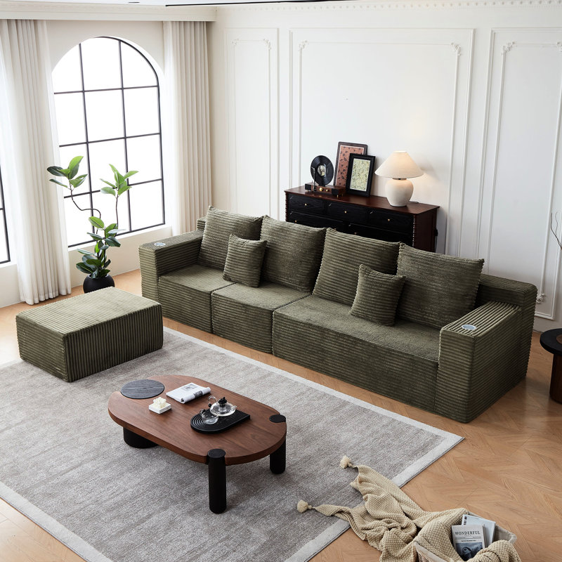 Canapé modulaire en velours à 5 places Corduroy