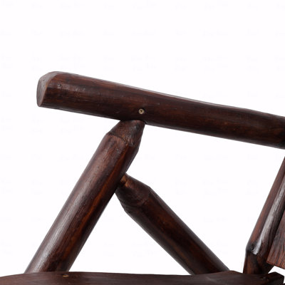 Outdoor Patio Rocker Chair, Durable Wooden Porch Rocker, Fir Log Rocking Chair