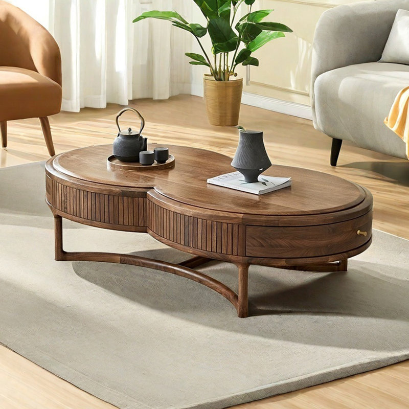 Walnut Coffee Table Elegant Design, 15.35" H x 51.18" L x 27.55" W