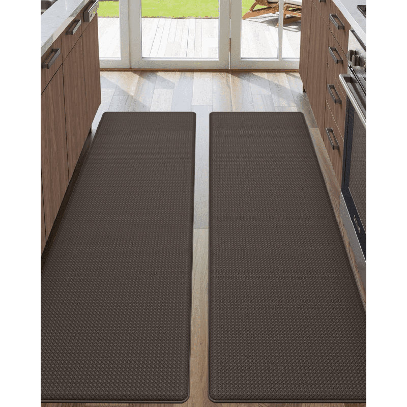 Tapis de cuisine antidérapant Dionisios, Brun, Tapis de couloir 1 pi 5 po x 4 pi 11 po + Tapis de