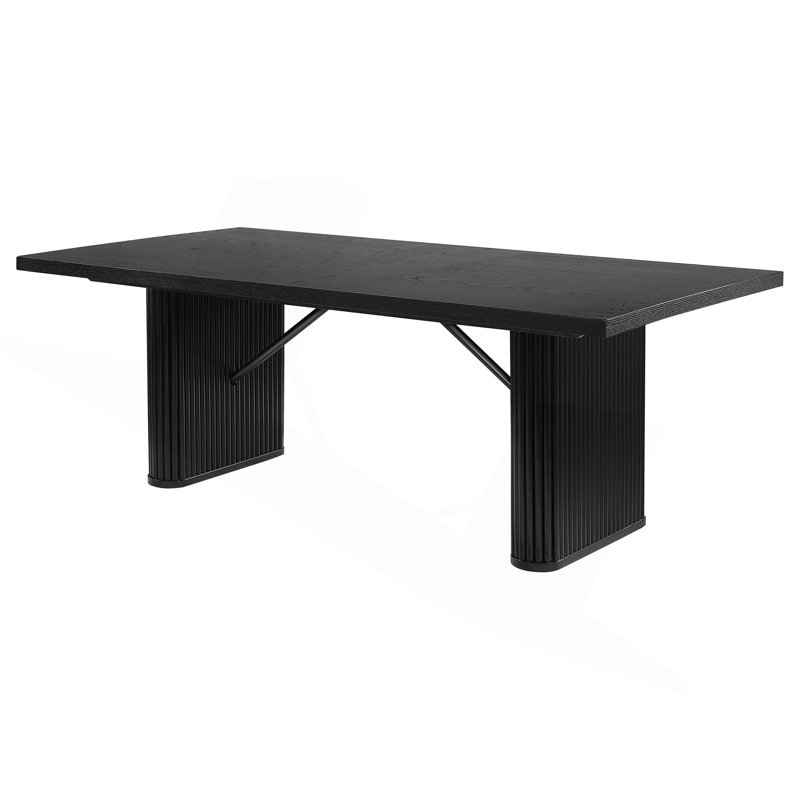 Houston Black Rectangular Double Pedestal Dining Table
