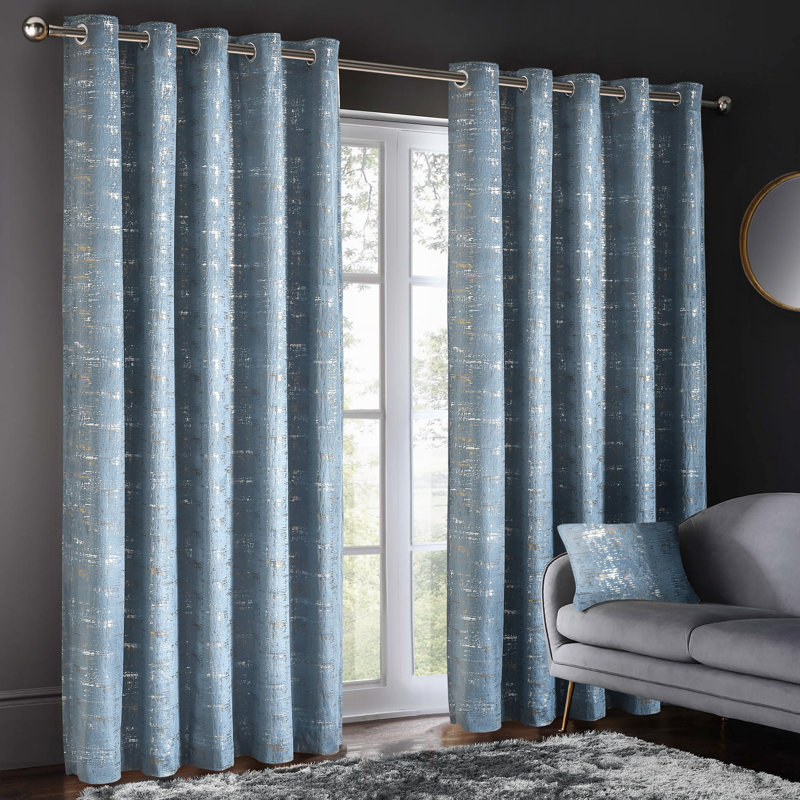 Aariella Curtain, 66cm Width x 72cm Drop, Blue