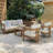 Assembly Free Sofa, Quick Assembly Coffee Table,Outdoor Aluminum Sofa Set, 7 Person Outdoor Seating Sofa, Wood Grain Veneer Sofa Set for Patio