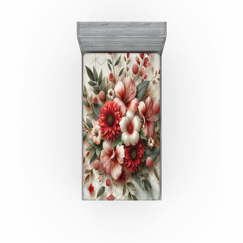 Microfiber Floral Fitted Sheet, Twin XL Fitted Sheet