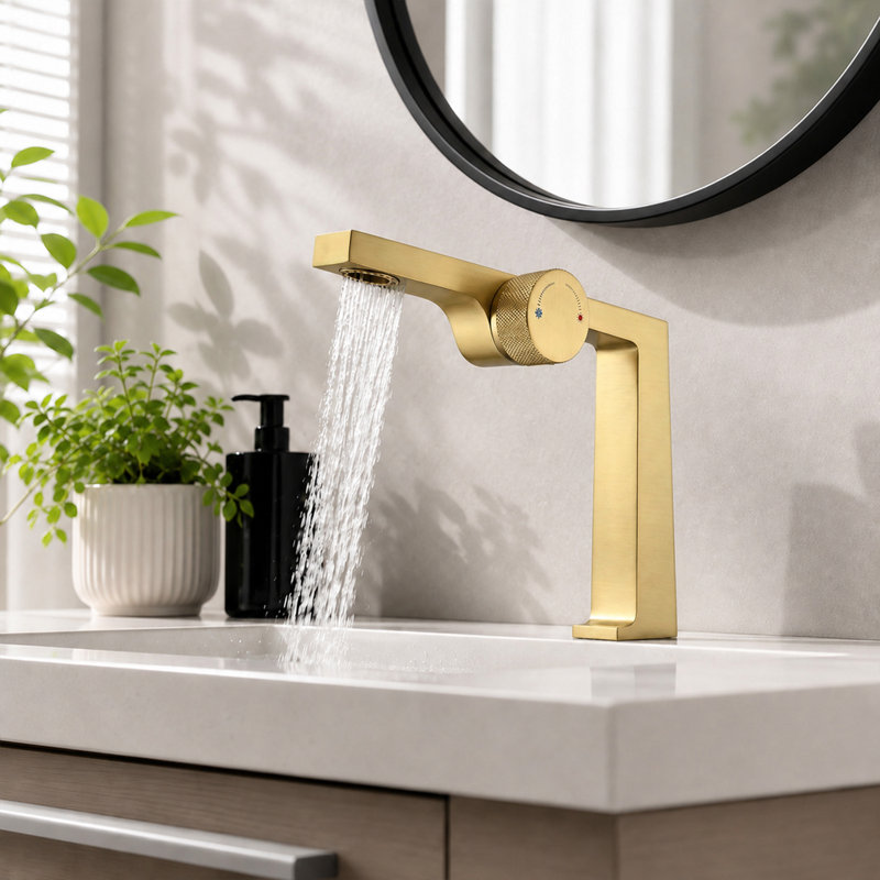 Single-Hole Single-Handle Bathroom Faucet, Brushed Gold