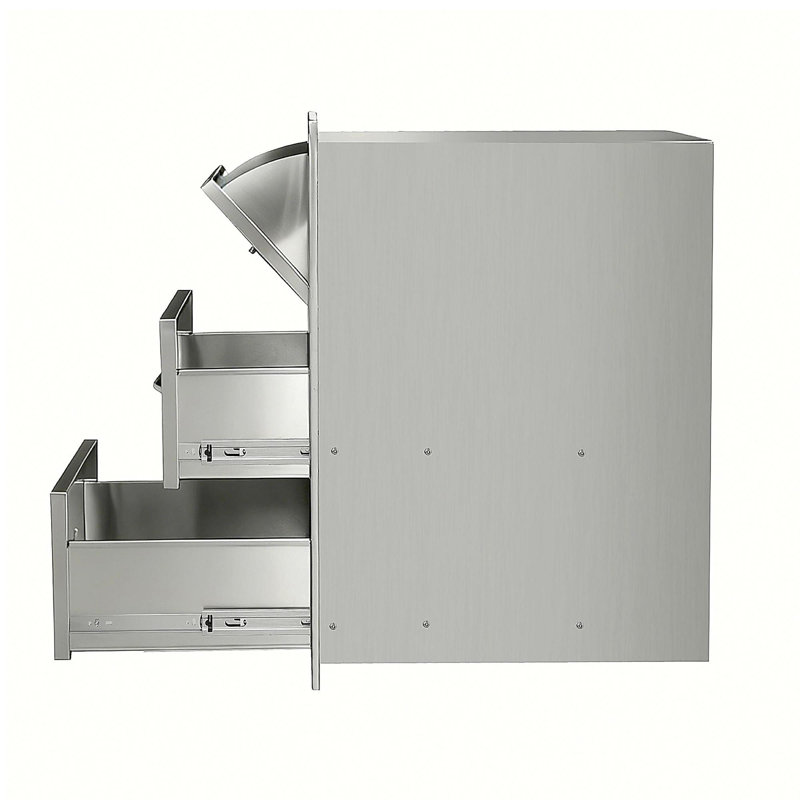 Armoire de cuisine en acier inoxydable avec 3 tiroirs et porte-essuie-tout, l 17 po x H 30 po x P 21 po, organisateur de rangement durable pour le comptoir ou sous l'armoire
