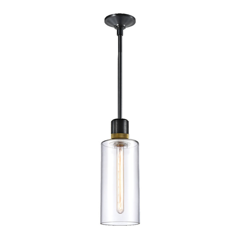 Zigrina Pendant, 65.88" H x 5.88" W x 5.88" D, Satin Brushed Black/Aged Brass