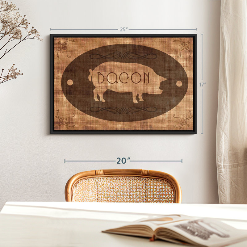 «Bacon Pig Wall Art», H 17 po x l 25 po
