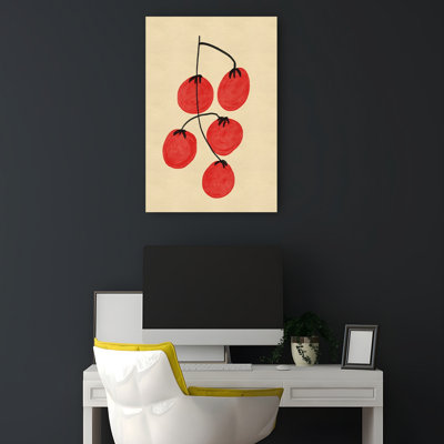 Fresh Red Tomatoes Minimalist Modern Organic Cherry Fruit Wall Art Print by Nicholas - Wrapped Canvas Print