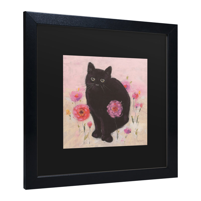 «Nina the Cat 02» par Lisa Audit - reproduction d'art sur toile encadrée, H 18 po x l 18 po x P 0,75 po, Cadre noir, Noir