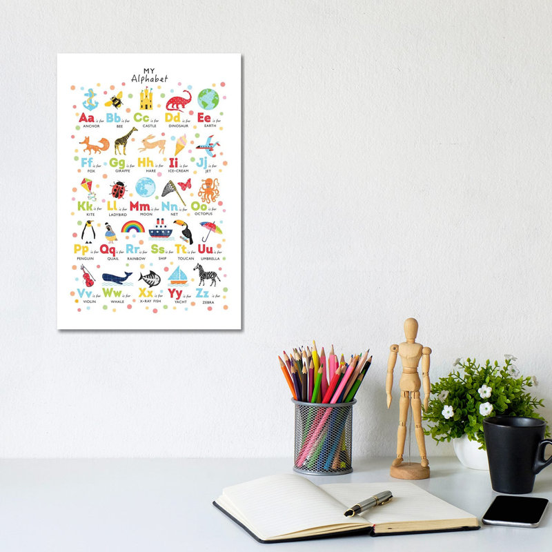 Bright Alphabet - Wrapped Canvas Print, 20.32 cm H x 30.48 cm W