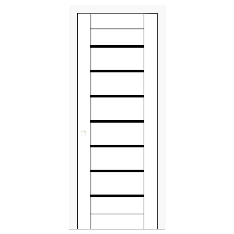 Porte intérieure moderne laminée blanc doux Domino 01 30 po x 84 po, 30 po x 84 po, Blanc doux