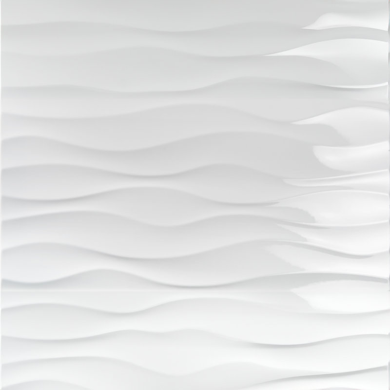 Silom White Wave 12" x 24" Glossy 3D Textured Wall Tile