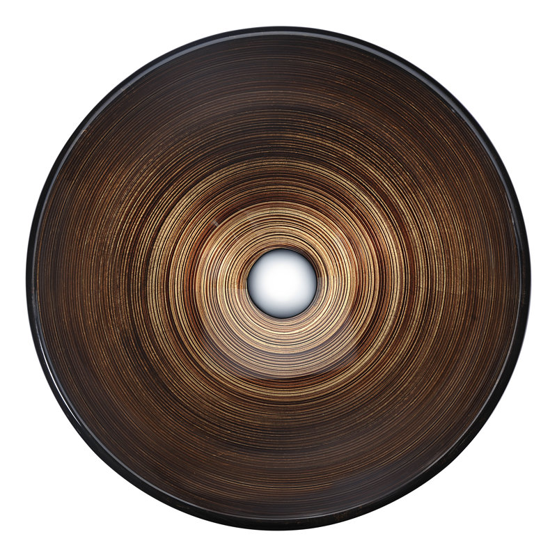 ANZZI Posh 16.5'' Glass Circular Bathroom Sink, Radial Umber