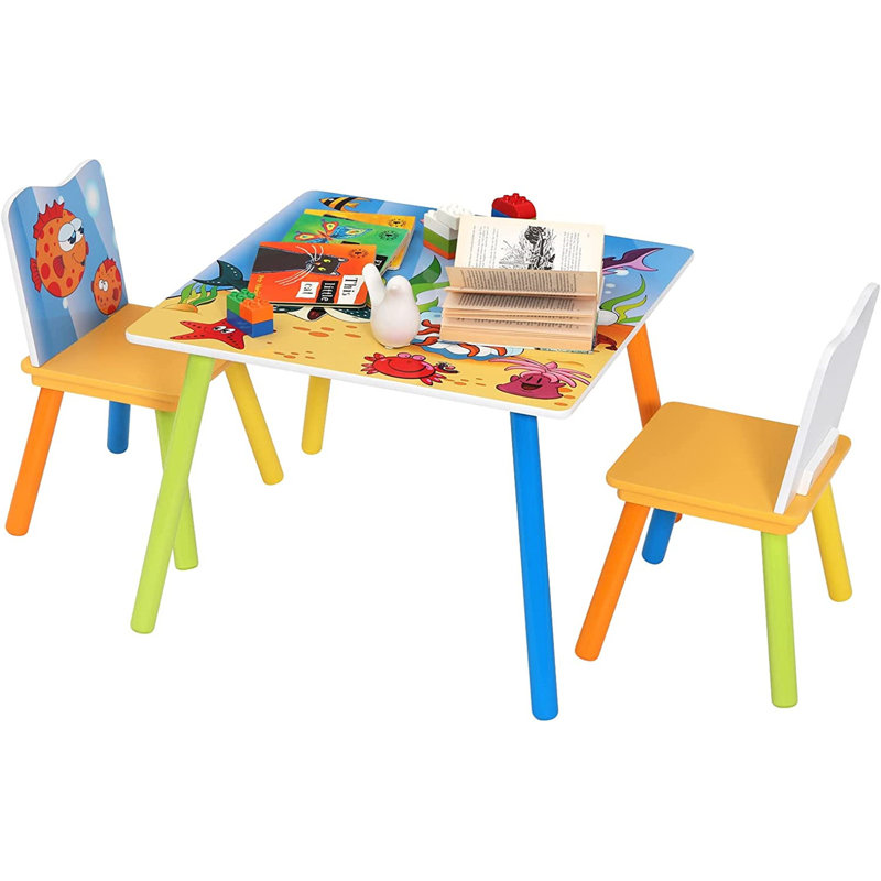 Bensonhurst Kids 3 Piece Square Play Or Activity Table and Chair Set