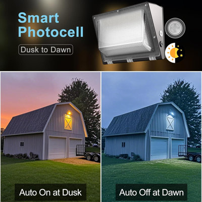6-Pack 150W Led Wall Pack Lights, 22500Lm Dusk To Dawn Photocell, 5000K Daylight, Ip65 Waterproof Outdoor Security Lighting, 100-277V, Etl Listed, 5-Year Warranty