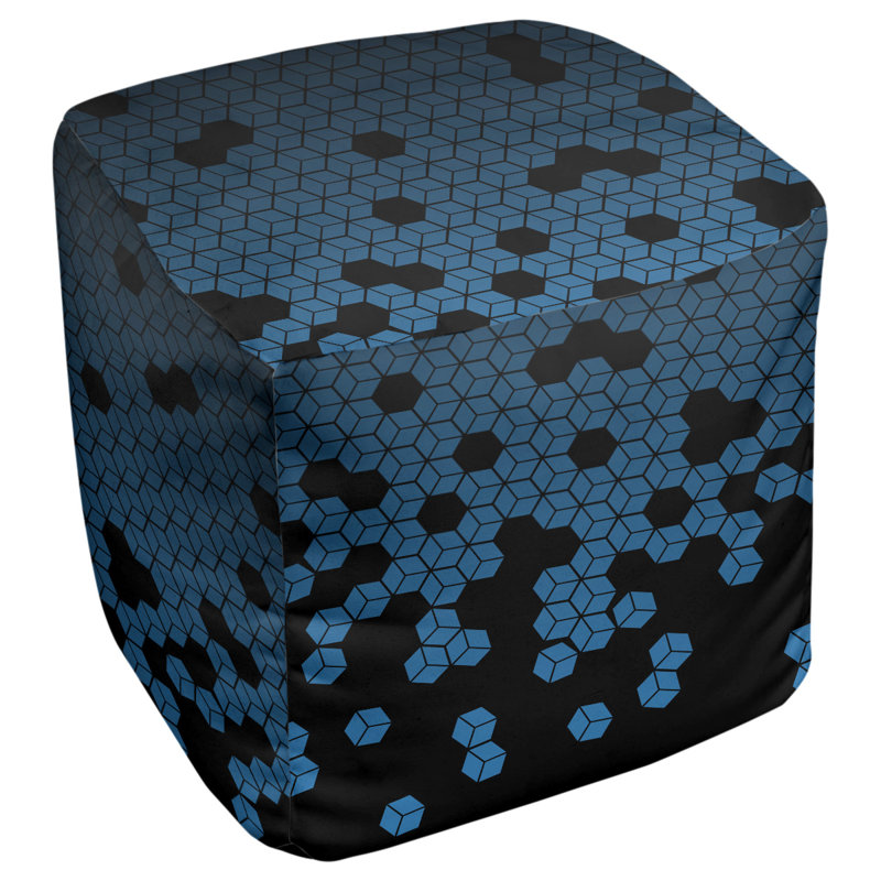 Repose-pieds à cubes culbuté Avicia, H 19,5 po x L 117 po x P 20 po, Noir / bleu