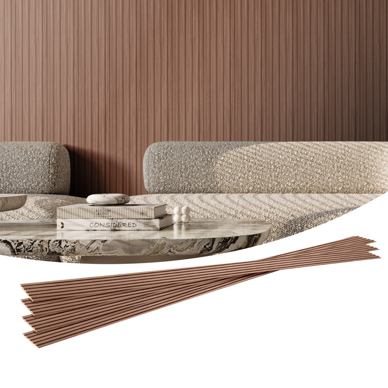 Panneaux de lattes en bois 8 pièces 96 x 6 pouces pour mur moderne, Bois