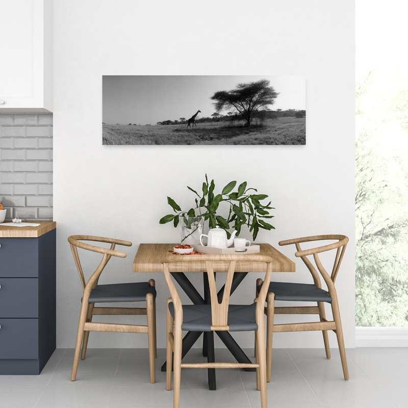 Girafe sur les plaines, Kenya, Afrique, paysage contemporain abstrait, art mural, H 12 po x l 36 po