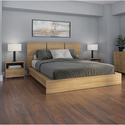 Chambre à coucher Zen Omega - Lit plateforme avec tête de lit - Assemblage facile, aucun sommier requis