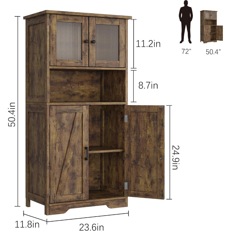 128cm Kitchen Pantry, Retro color