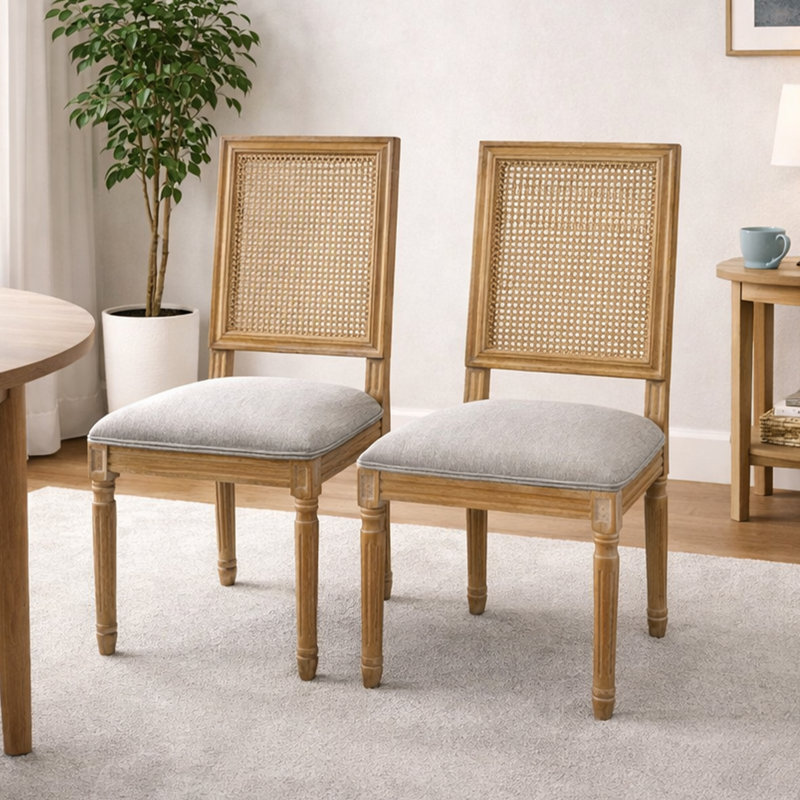 Ensemble de chaises de salle à manger 2 pièces avec structure en bois massif, Gris