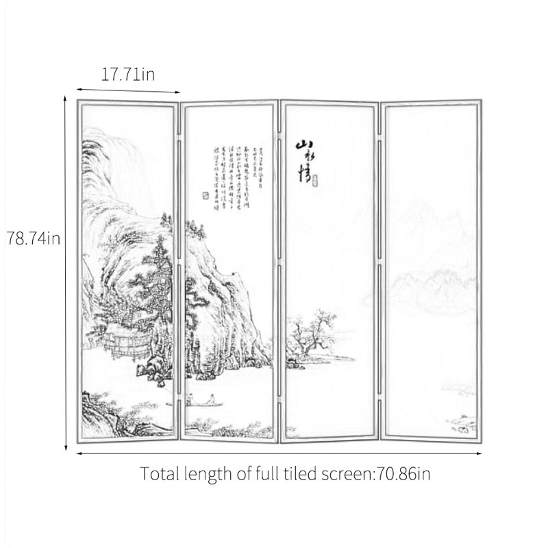 Paravent Landscape, H 78,74 po x l 70,86 po x P 1,37 po