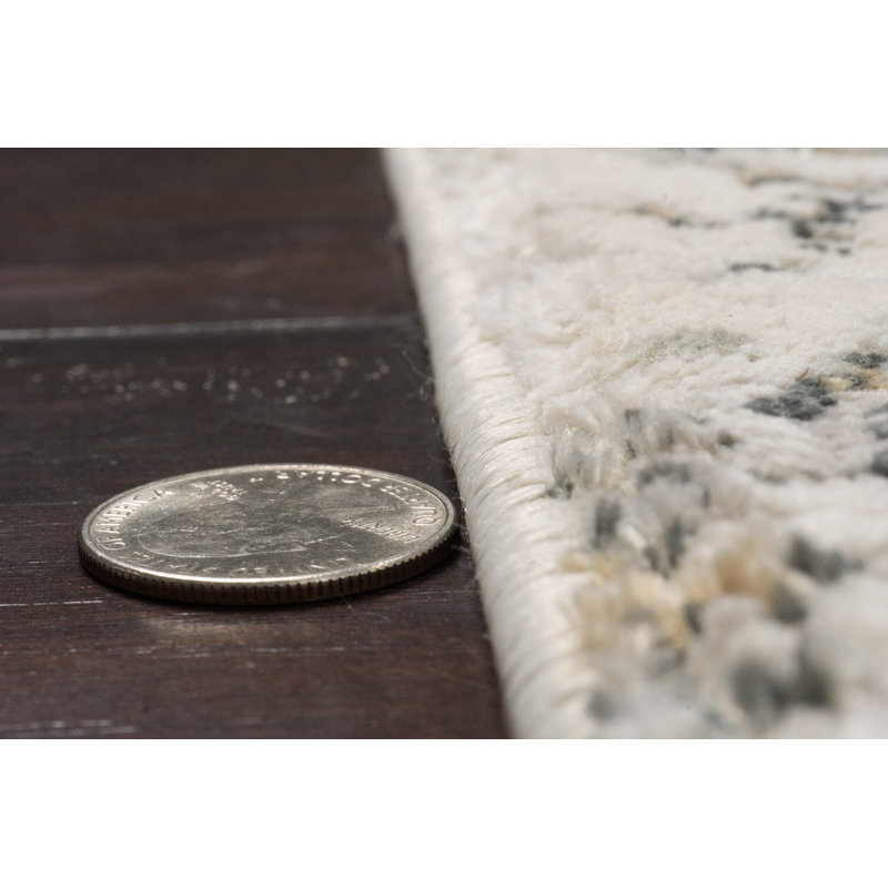 Tapis de zone ivoire Shaniya, Rectangle 2 pi x 3 pi 11 po