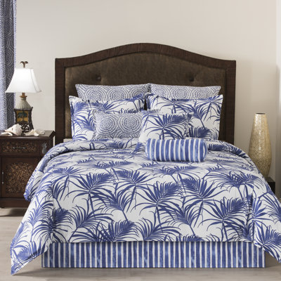 Martinique stripe royal blue 15" Bed Skirt