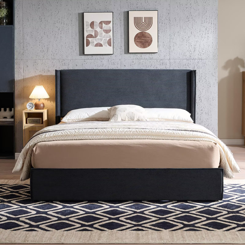 Lit plateforme tapissier Modern, Tortue, Double