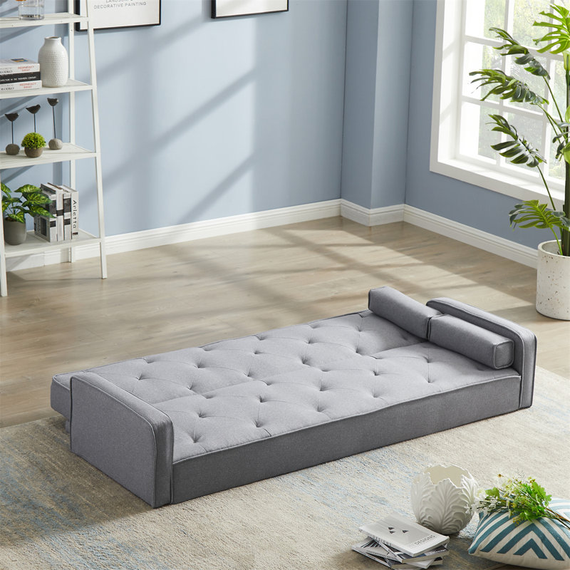 Meldon Upholstered 75'' Sleeper Sofa, Light Gray Linen