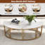 Table basse ovale en faux marbre avec structure en métal doré robuste, tables de thé centrales modernes pour la maison et le bureau
