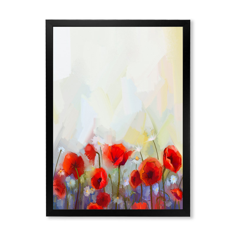 Abstrait coquelicot rouge - peinture, Cadre photo noir, H 20 po x l 12 po x P 1 po