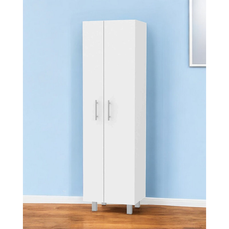 71" White Versatile Tall Pantry Cabinet with Five Shelves