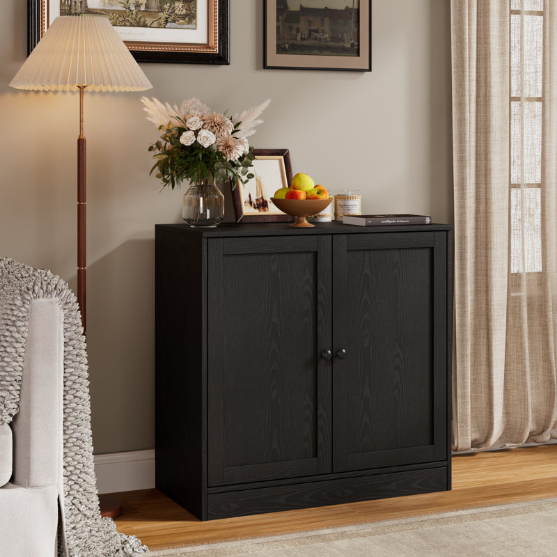  32''H Accent Cabinet With Doors,black, Black