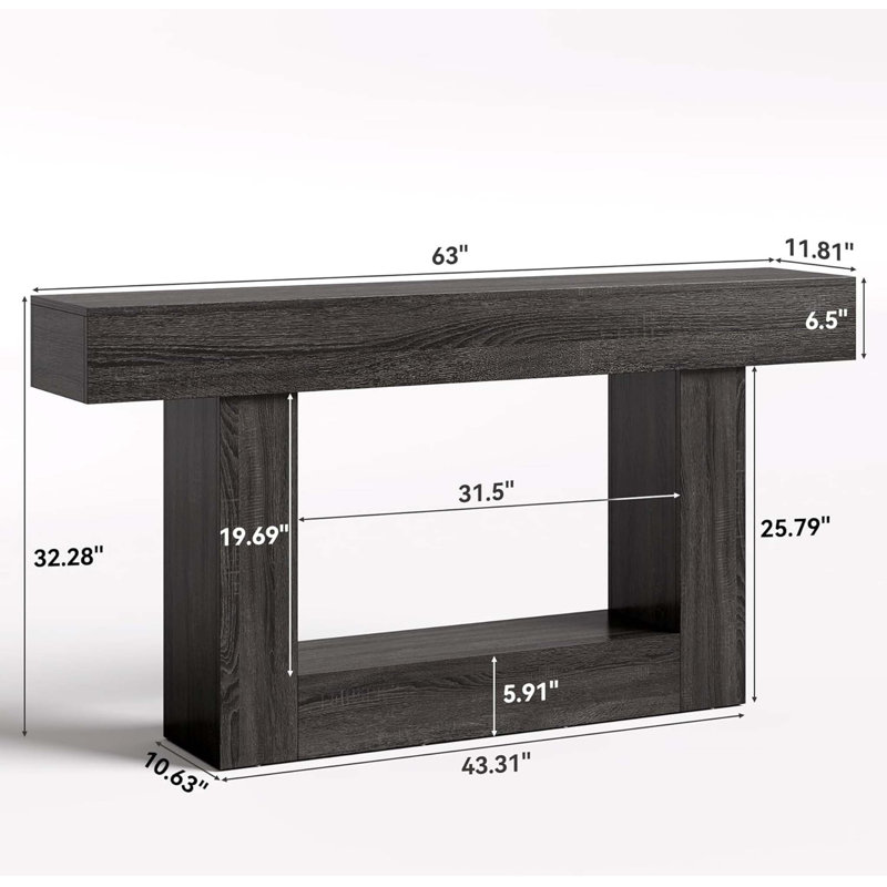 Console rustique avec tablette, Dark Grey