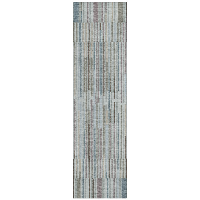 Machine Washable Indoor/Outdoor Xhevrie Teal Rug, Runner 2'3" x 7'6"