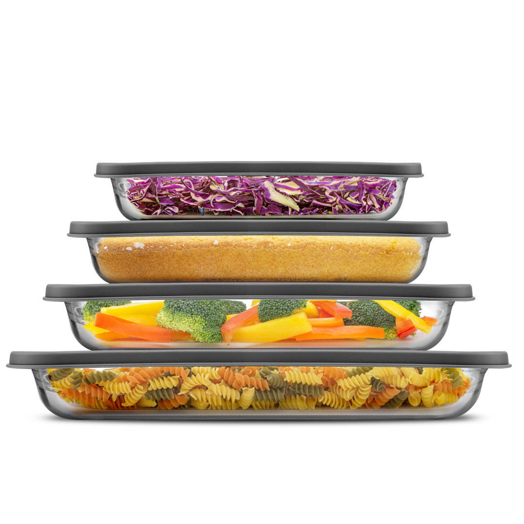 JoyJolt 8-Piece Glass Oven-to-Table Baking Dish with Lids JoyJolt