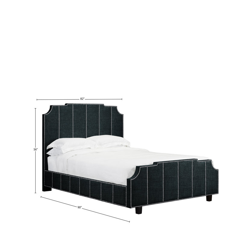 Lit plateforme tapissier Stoker, Très grand, Lin - denim