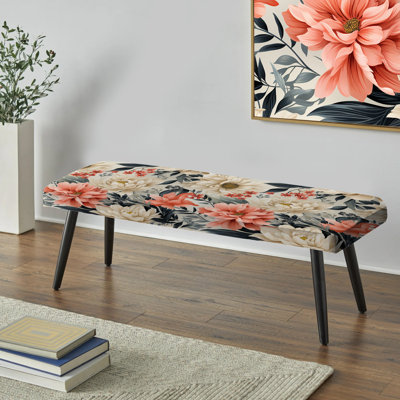 Floral Botanical Marvel Delight - Banc rembourré floral noir